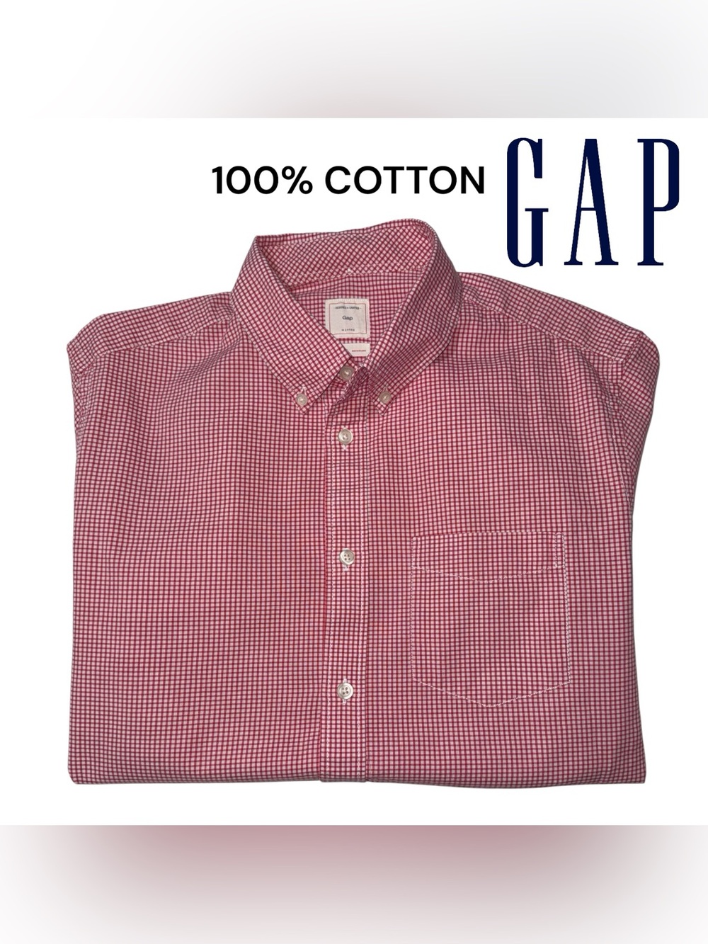 GAP Lived In, Men’s 100% Cotton Short Sleeve Button Up, Size Large - Picture 2 of 7